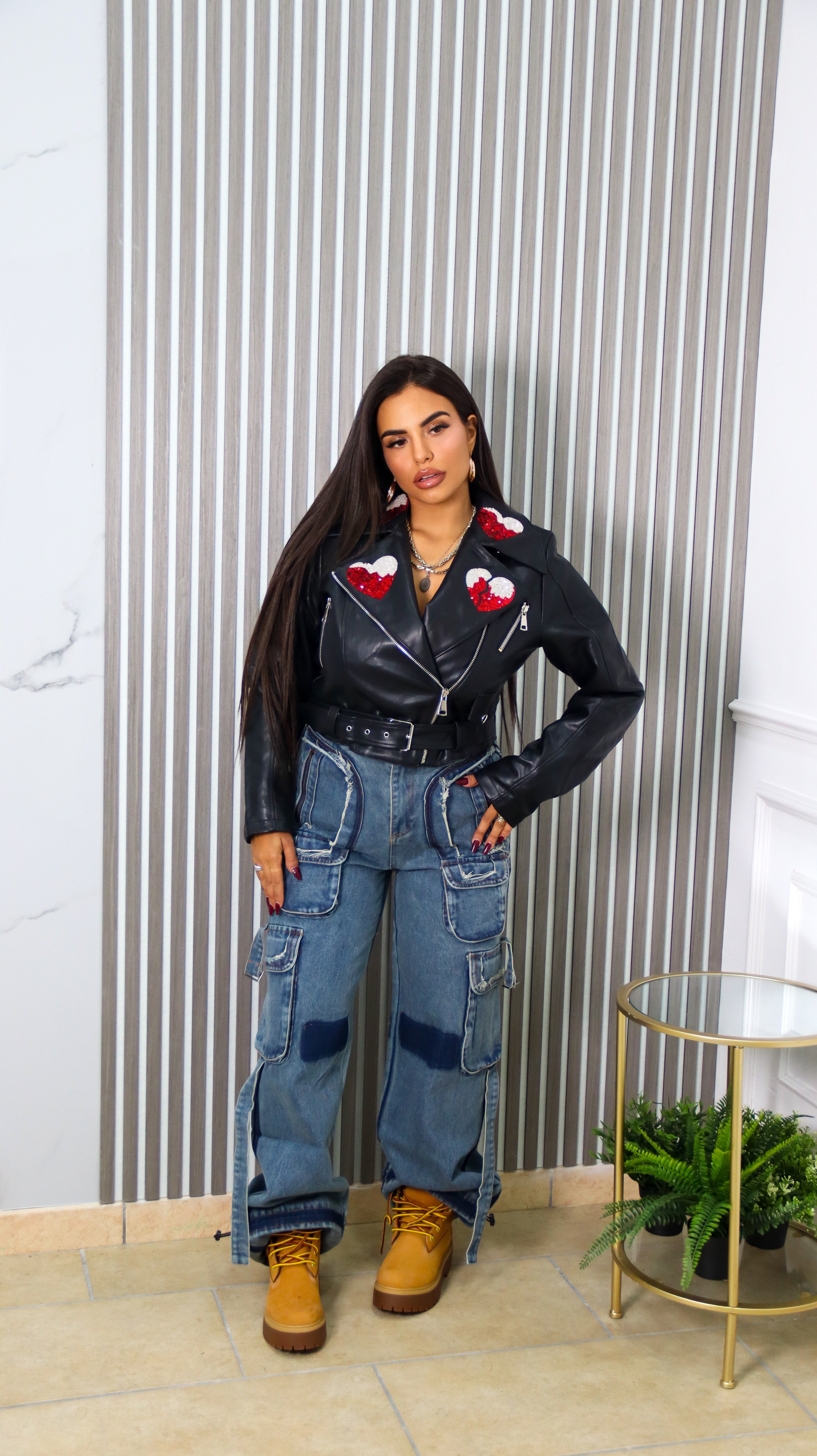 GIACCA ECOPELLE PAILLETTES HEART