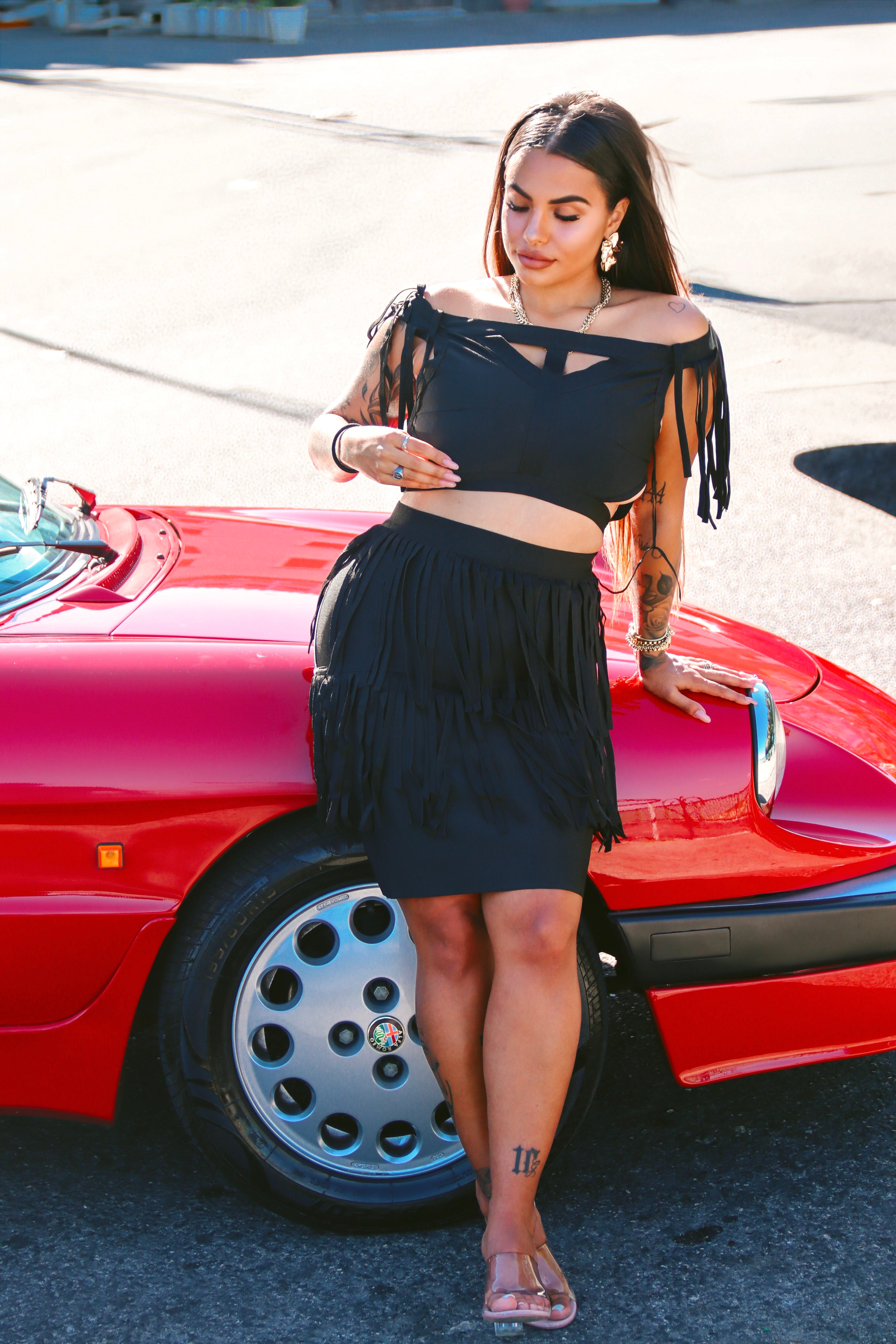 VESTITO BLACK FRANGE