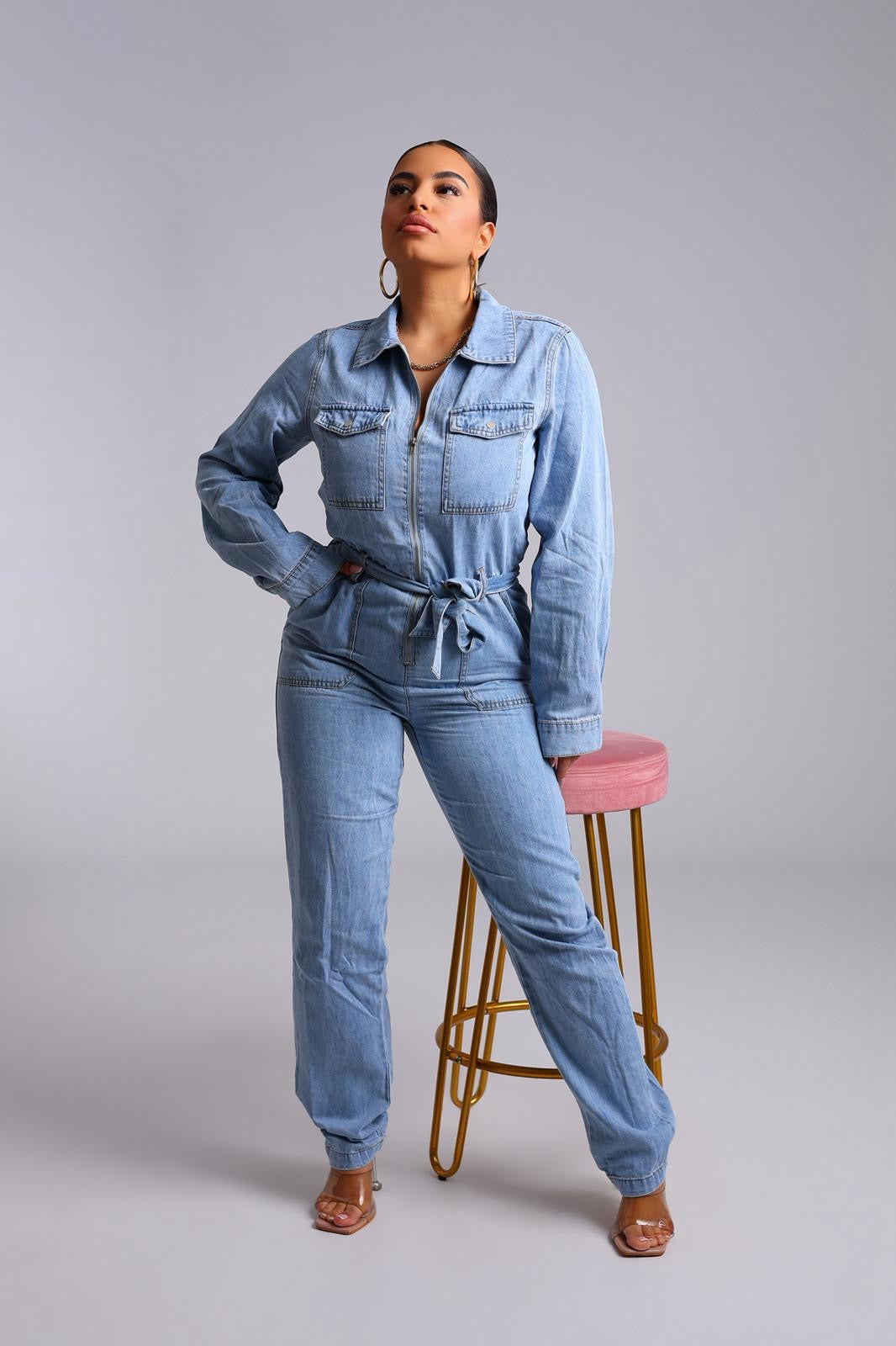 SALOPETTE DENIM - LIGHT BLUE
