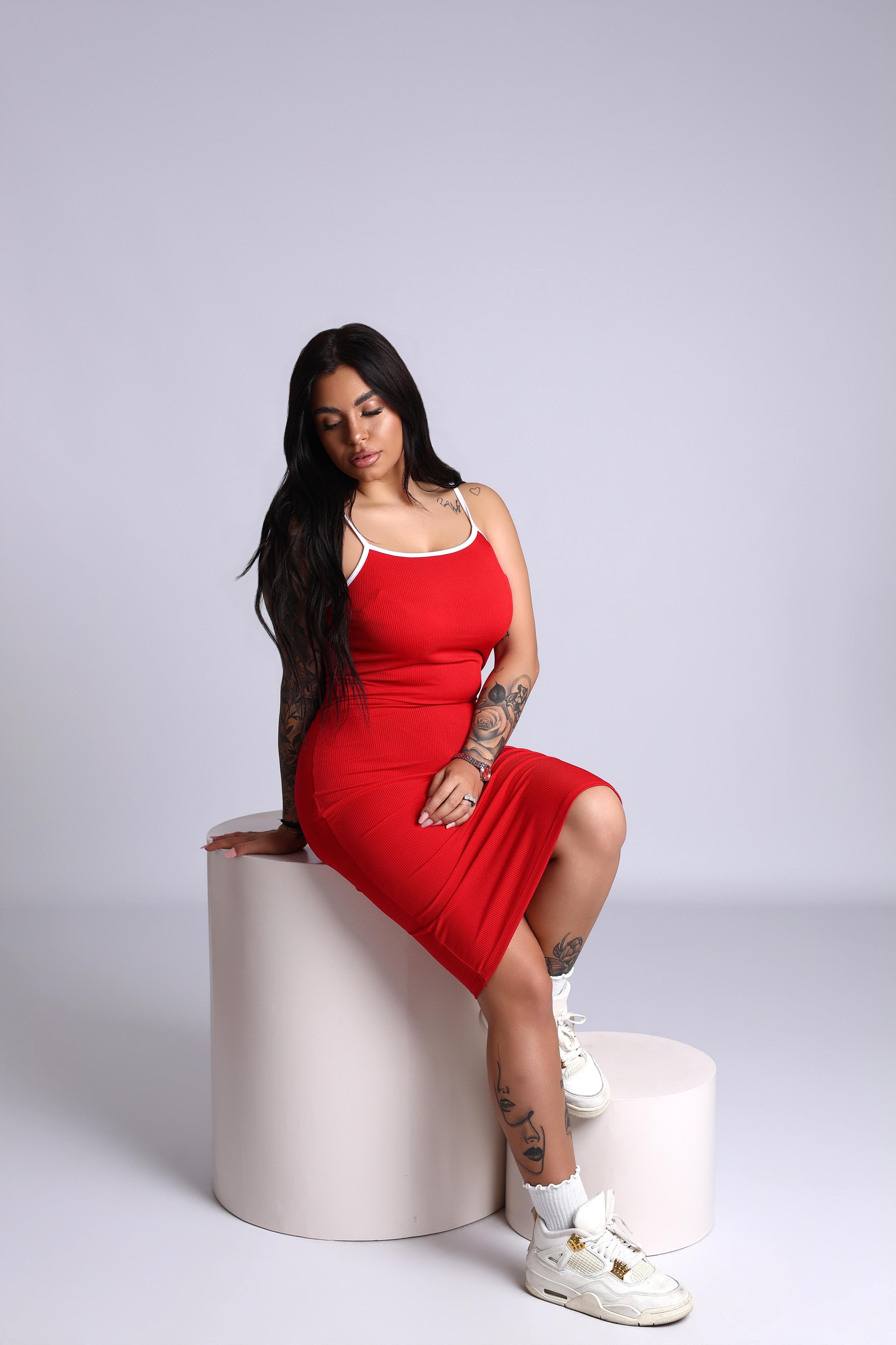 VESTITO FINE LINES - RED