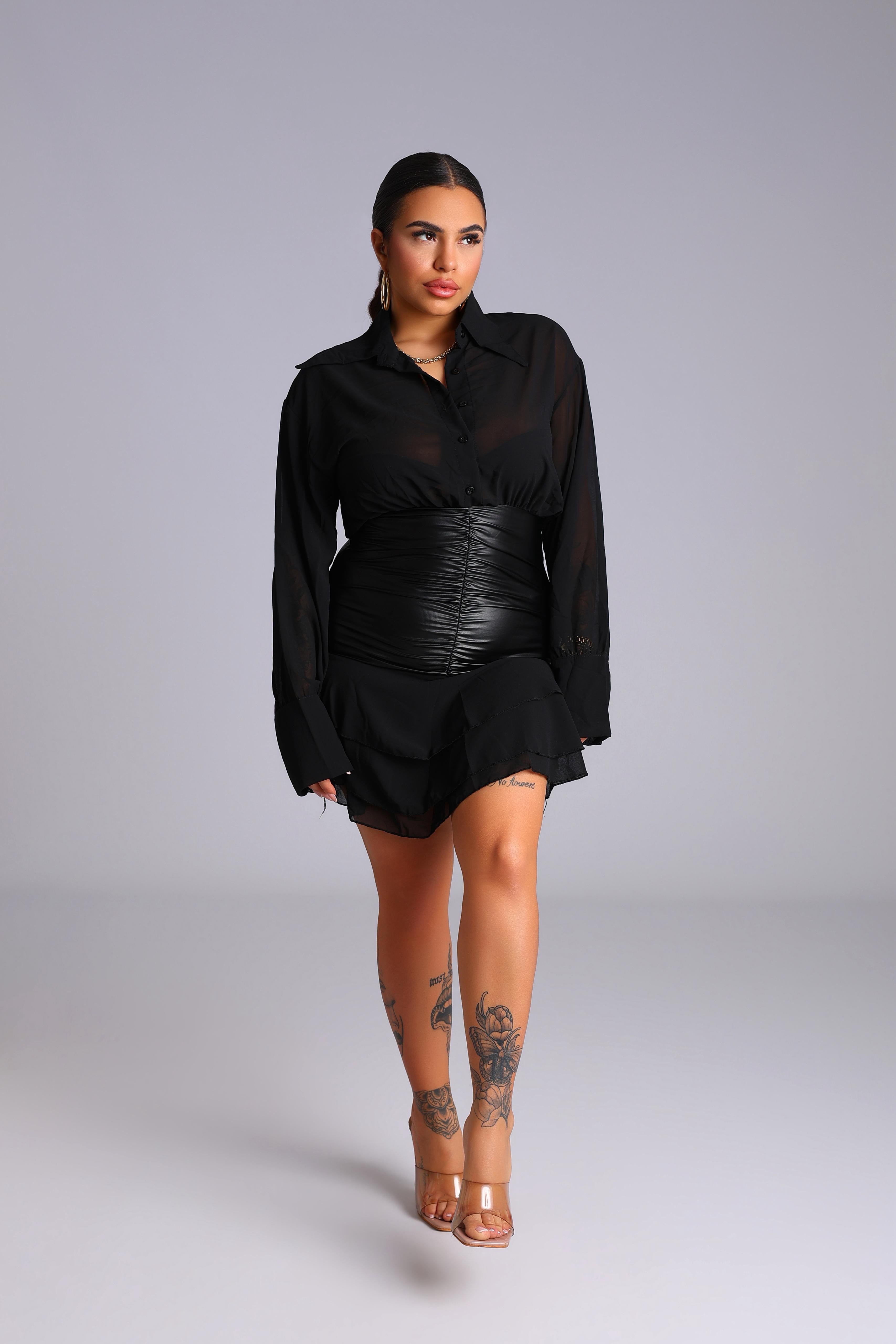 VESTITO BLACK - LEATHER