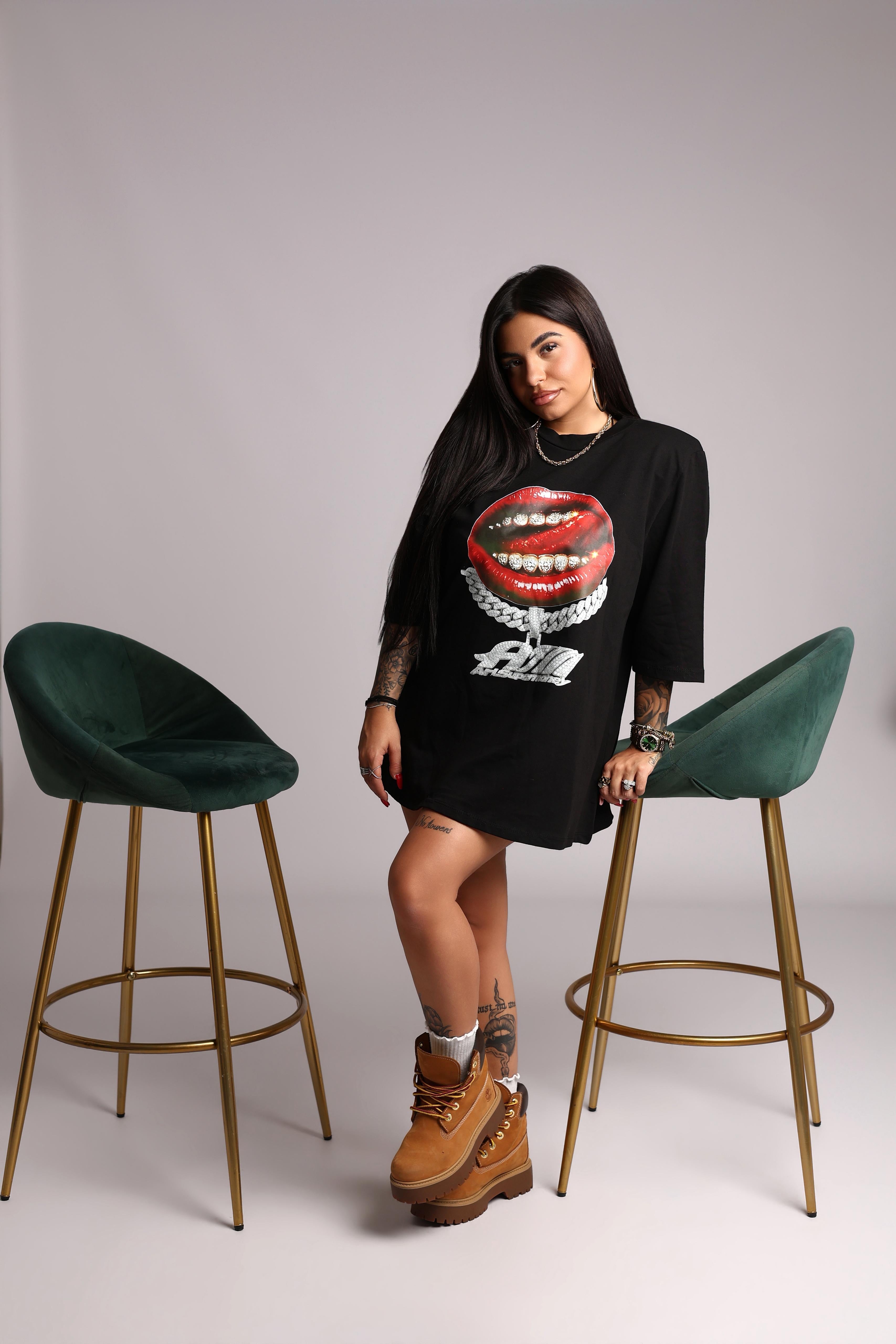 T-SHIRT BLACK BAD LIPS - MIL