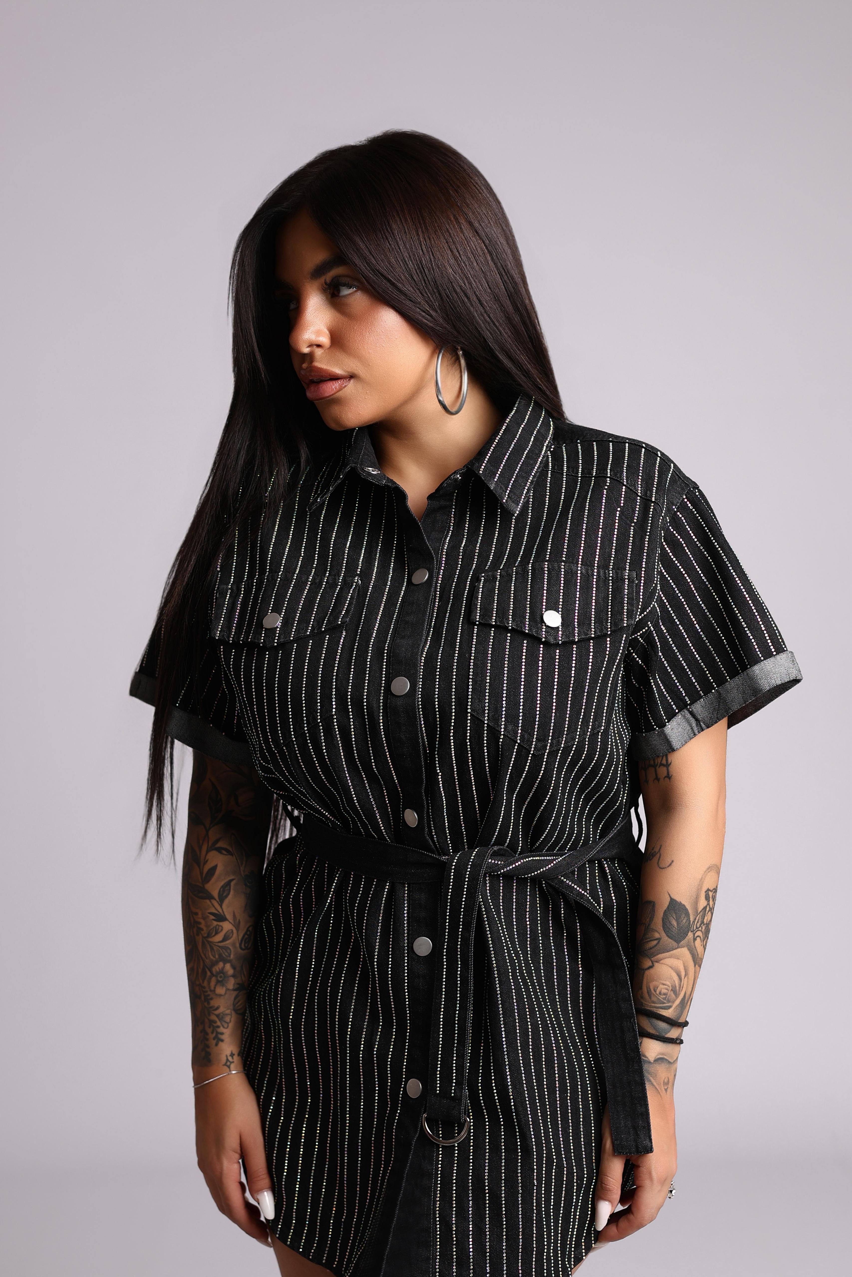 CAMICIA DIAMOND DENIM - BLACK