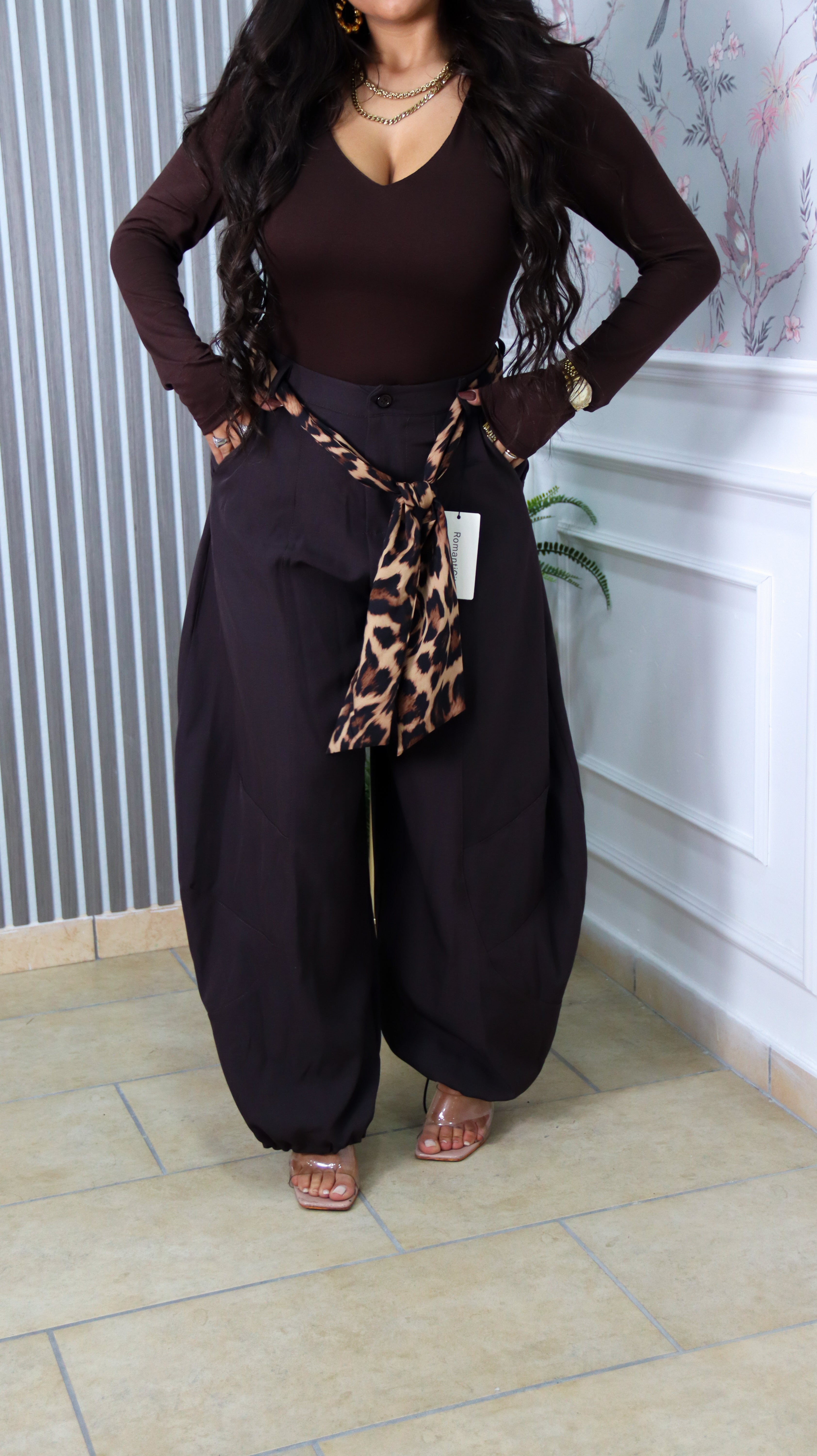 PANTALONE BALLON CHOCOLATE&LEOPARD