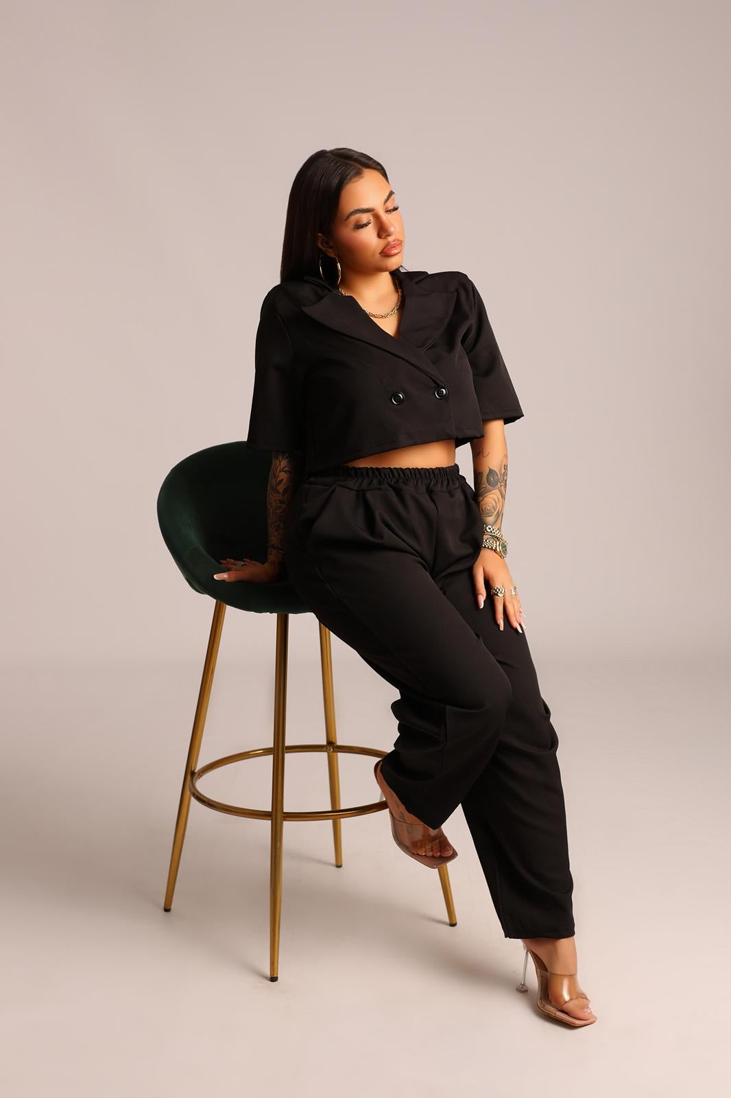 COORDINATO BLACK - CROP TWO