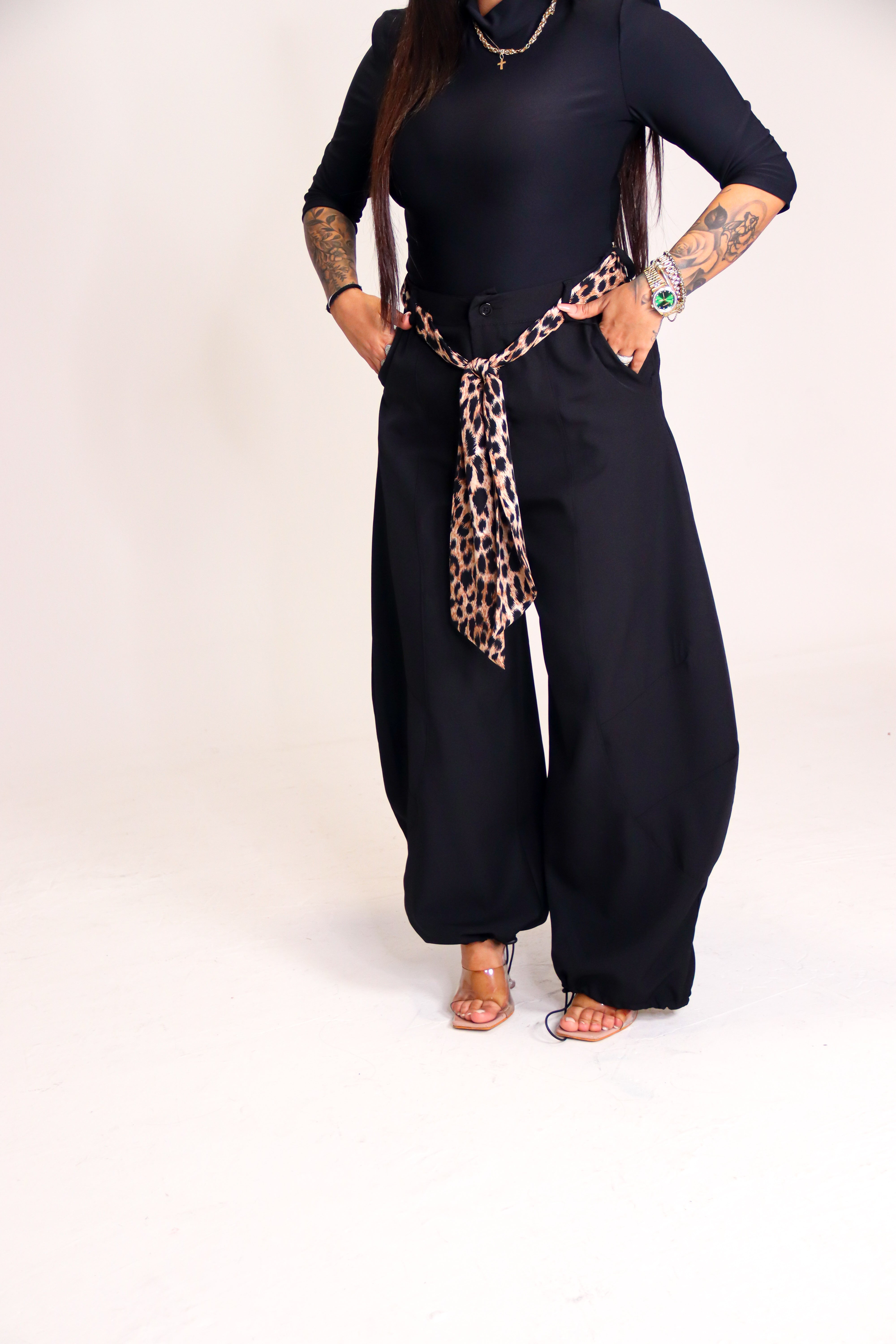PANTALONE BALLON BLACK - LEOPARD