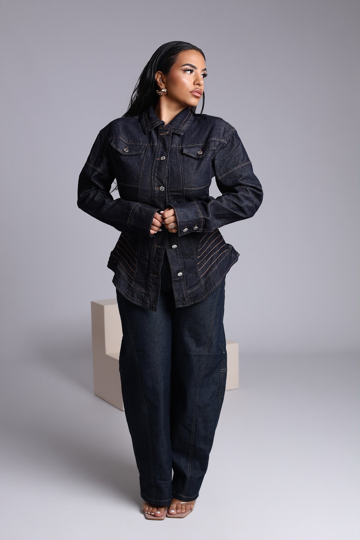 GIACCA DENIM DARK BLUE - OVER