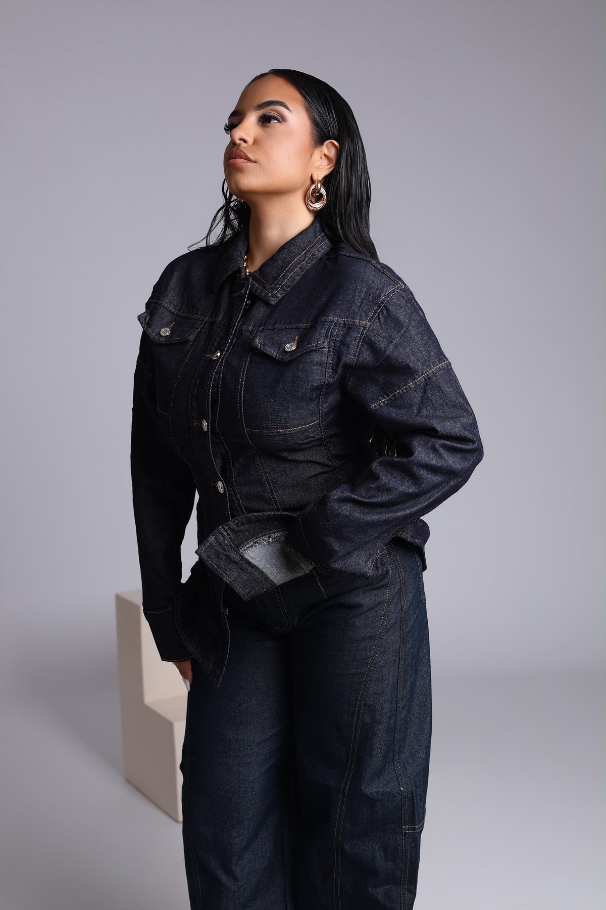 GIACCA DENIM DARK BLUE - OVER