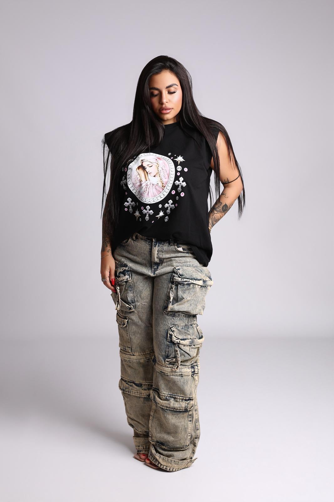 T-SHIRT BLACK SPALLINE - MADONNA