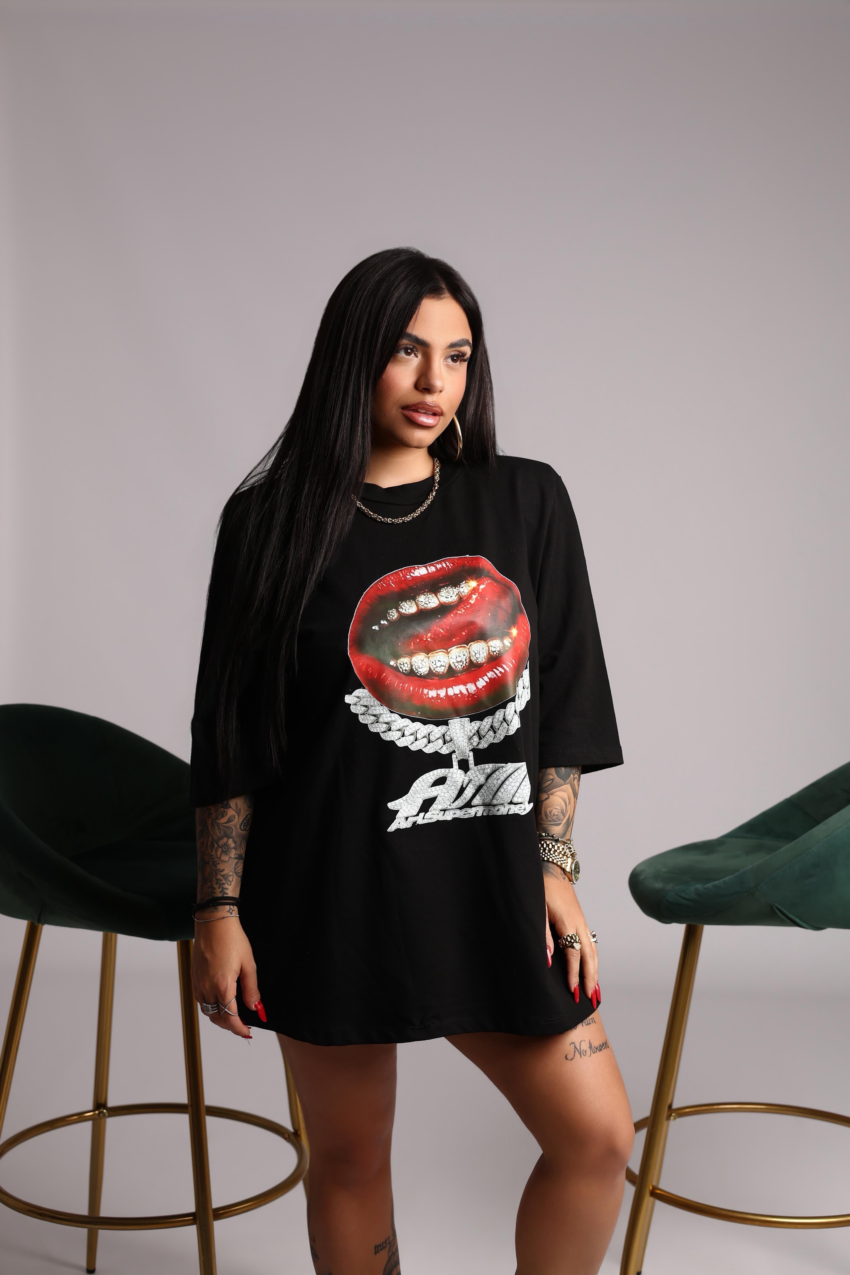 T-SHIRT BLACK BAD LIPS - MIL