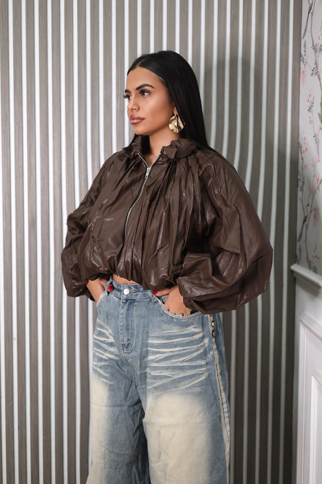 GIACCA ECOPELLE VOLANT - BROWN