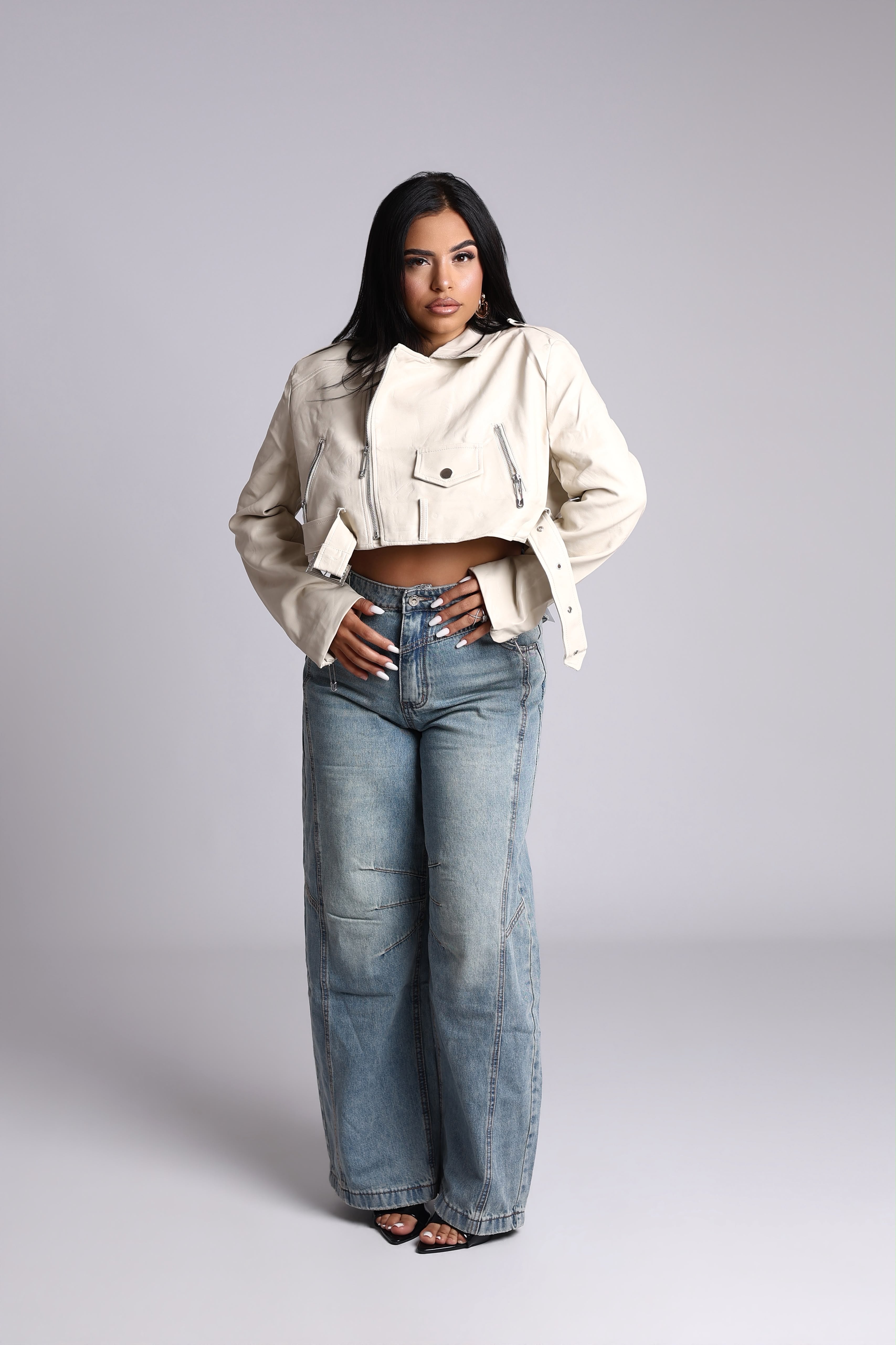 GIACCA ECOPELLE BEIGE - CROP