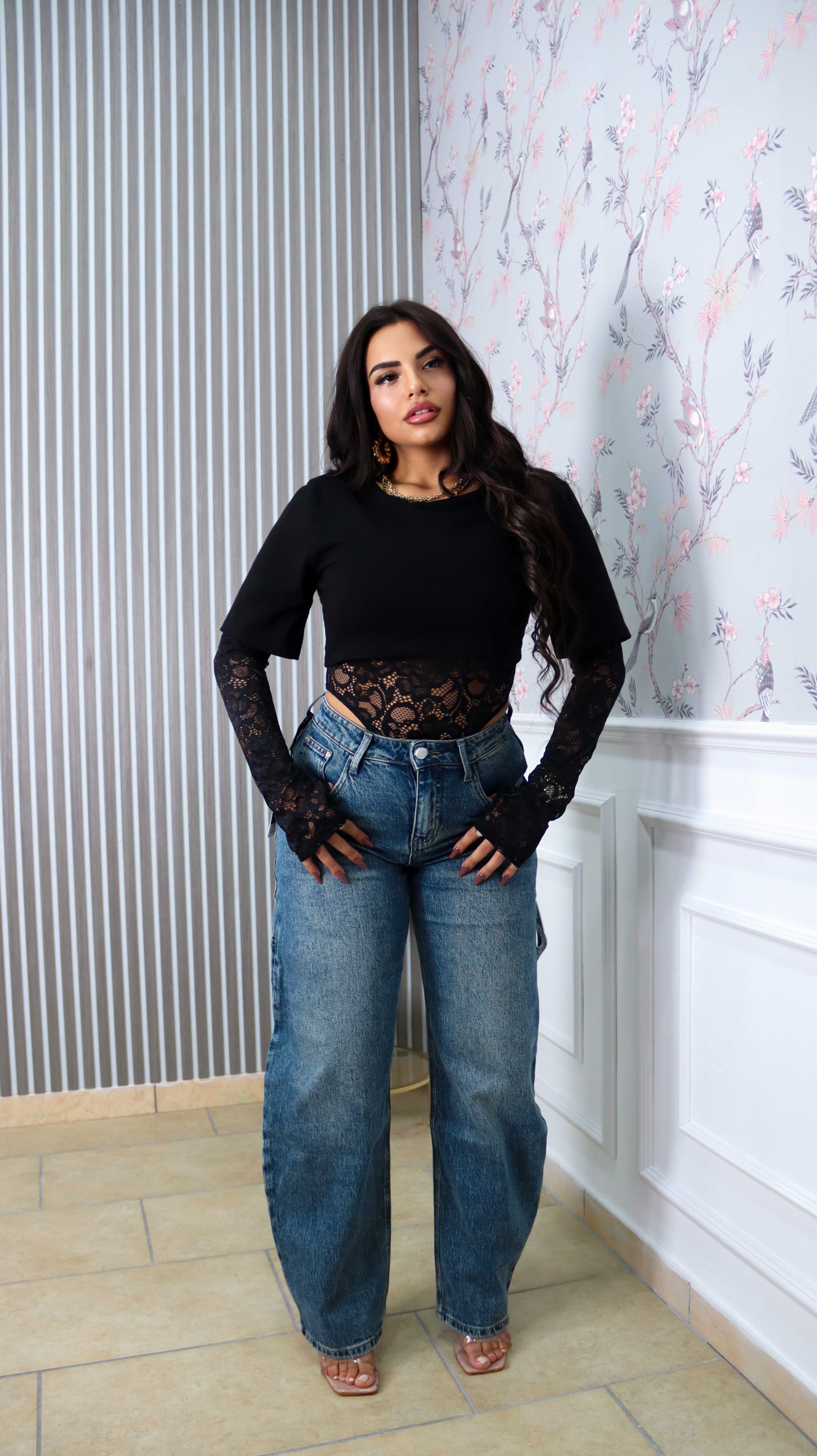 BODY BLACK CROP&PIZZO