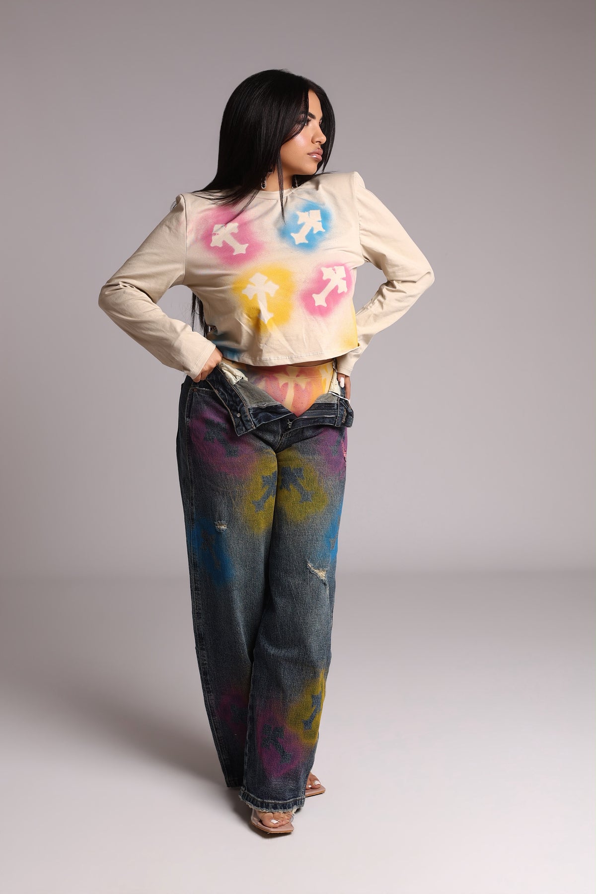 COORDINATO DENIM BLUE&BEIGE - CROSS