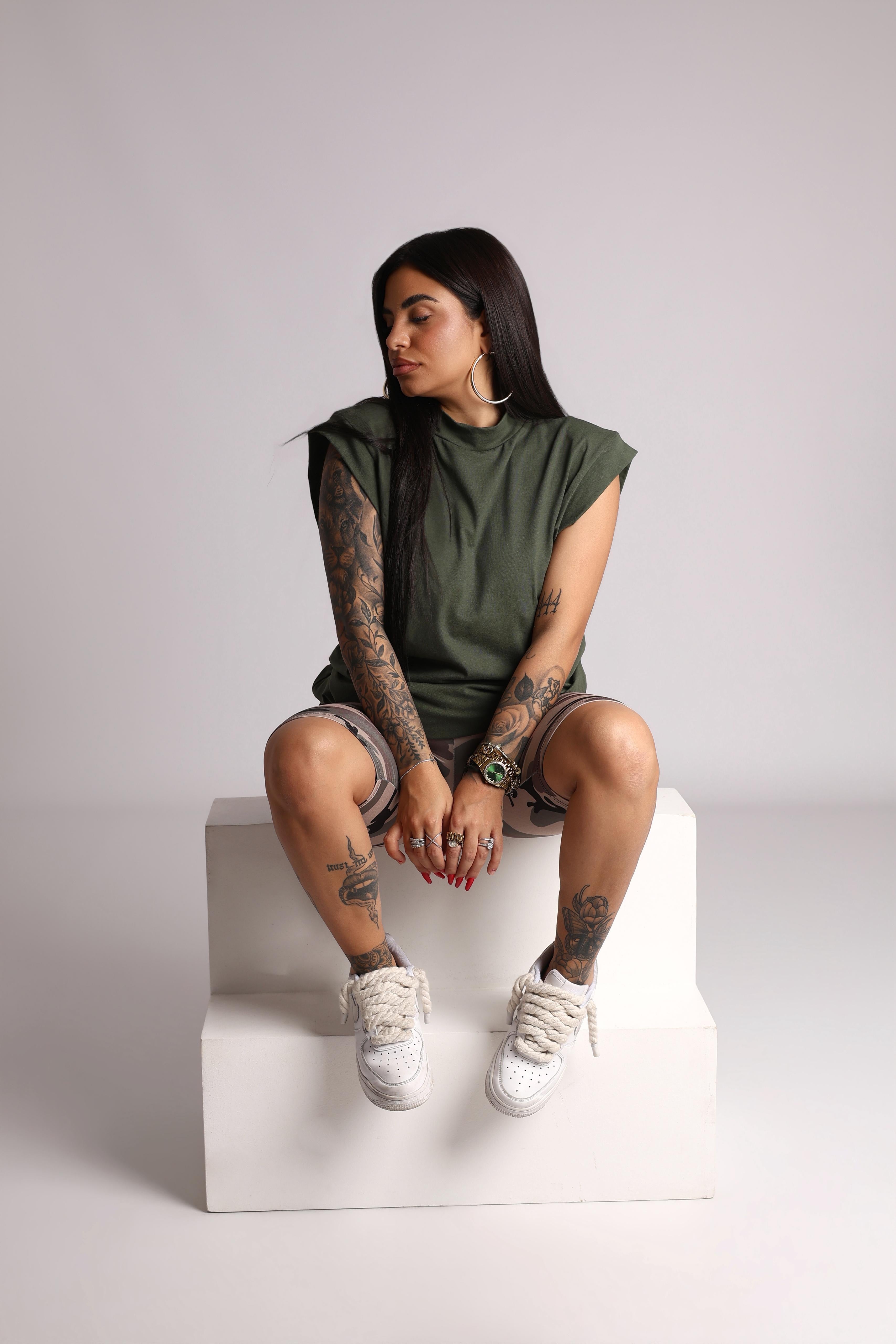 T-SHIRT SMANICATA OVER - GREEN