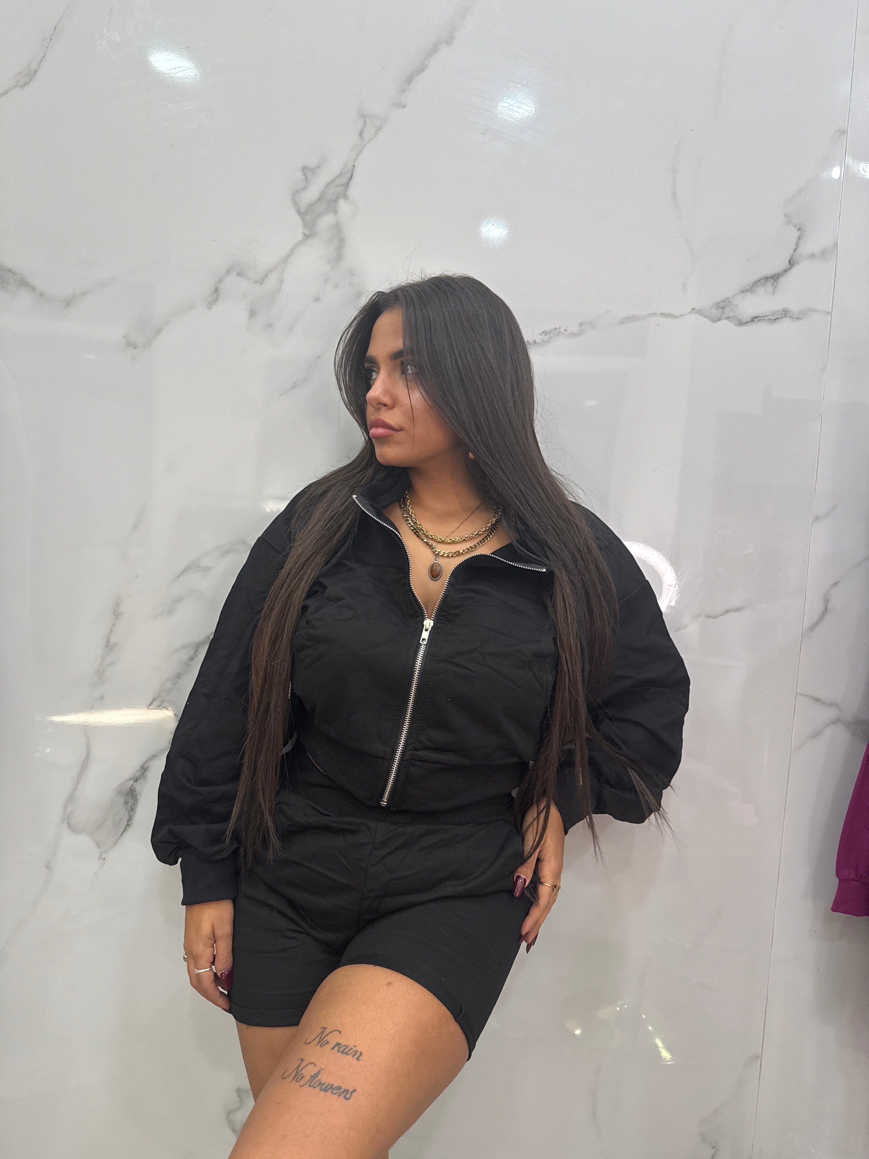 COORDINATO GIACCA&SHORTS BLACK