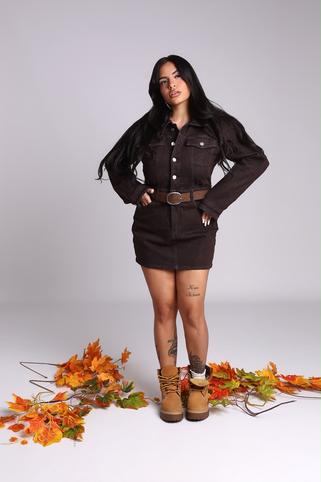 VESTITO DENIM BROWM - AUTUMN