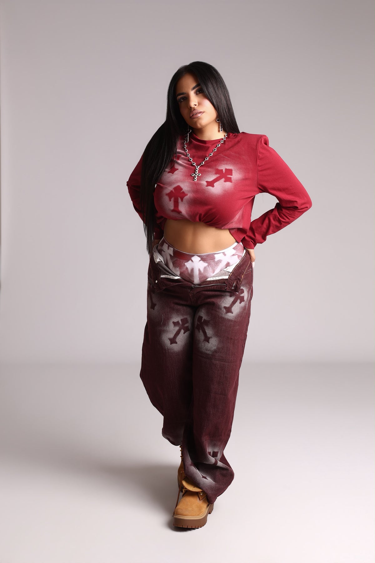 COORDINATO DENIM BORDEAUX - CROSS