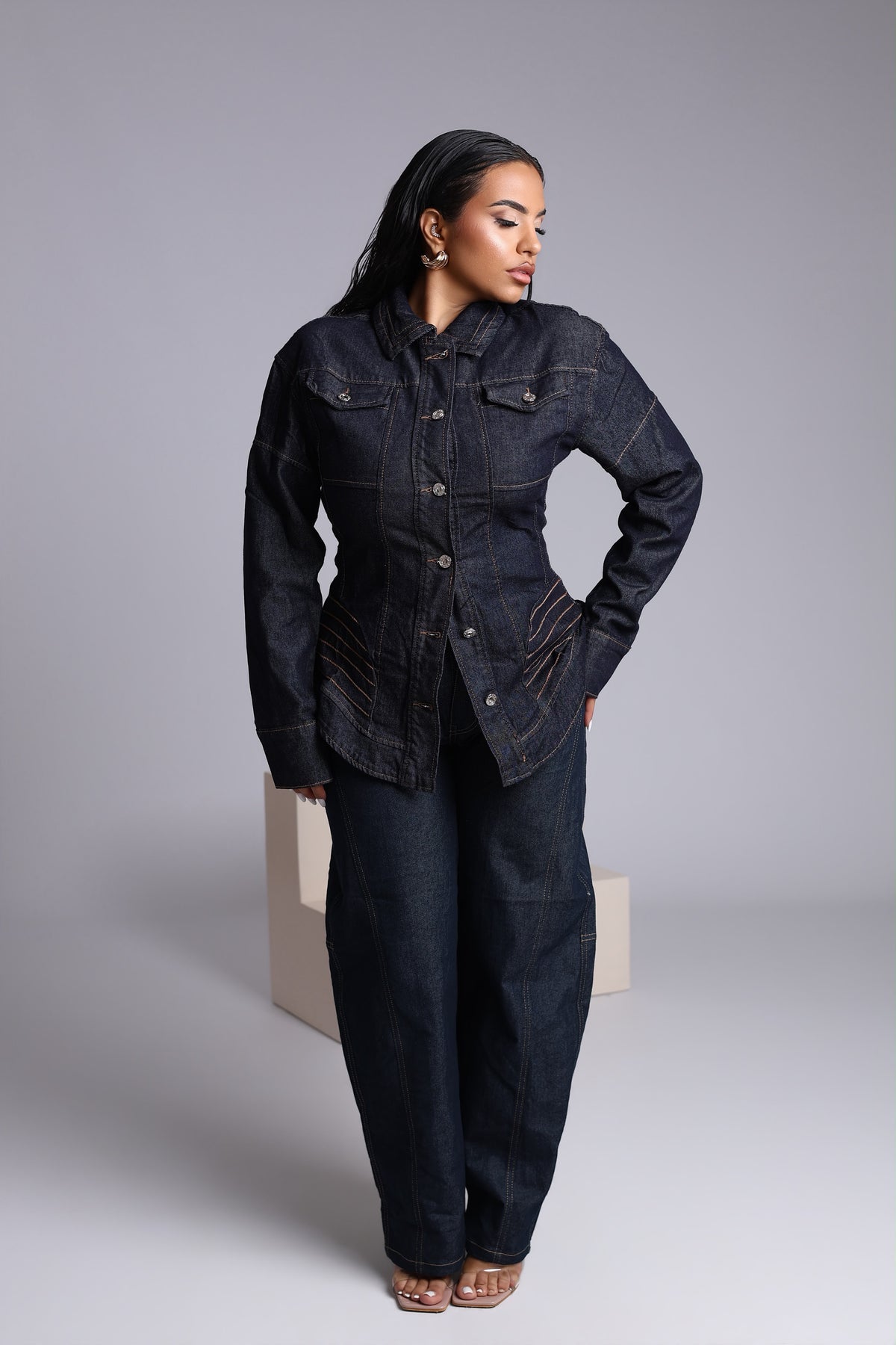 GIACCA DENIM DARK BLUE - OVER