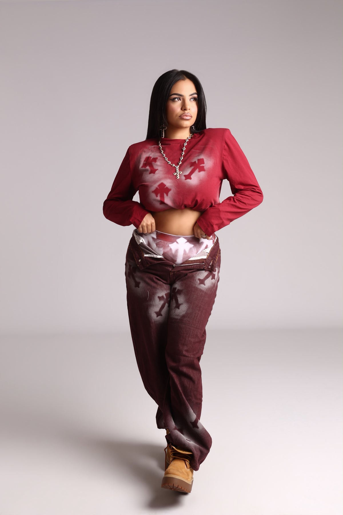 COORDINATO DENIM BORDEAUX - CROSS