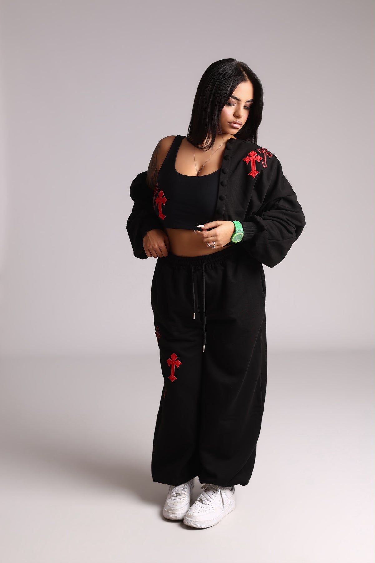 COORDINATO TUTA BLACK&RED - CROSS