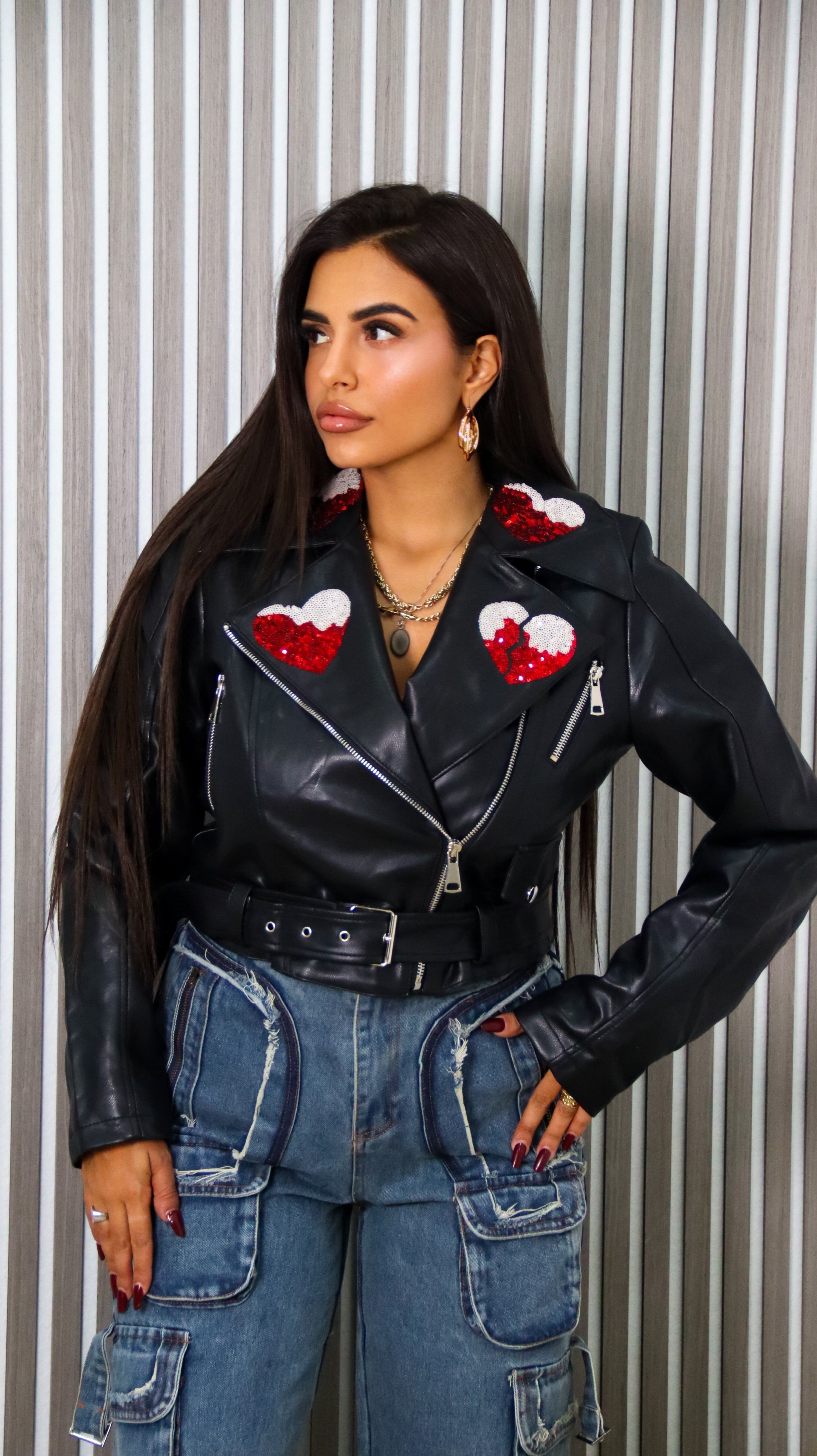 GIACCA ECOPELLE PAILLETTES HEART