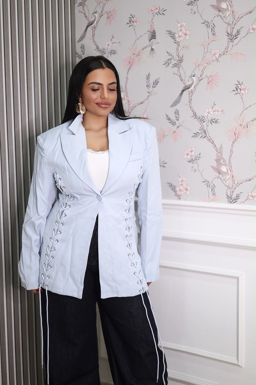 GIACCA INTRECCIO LACES - CELESTE