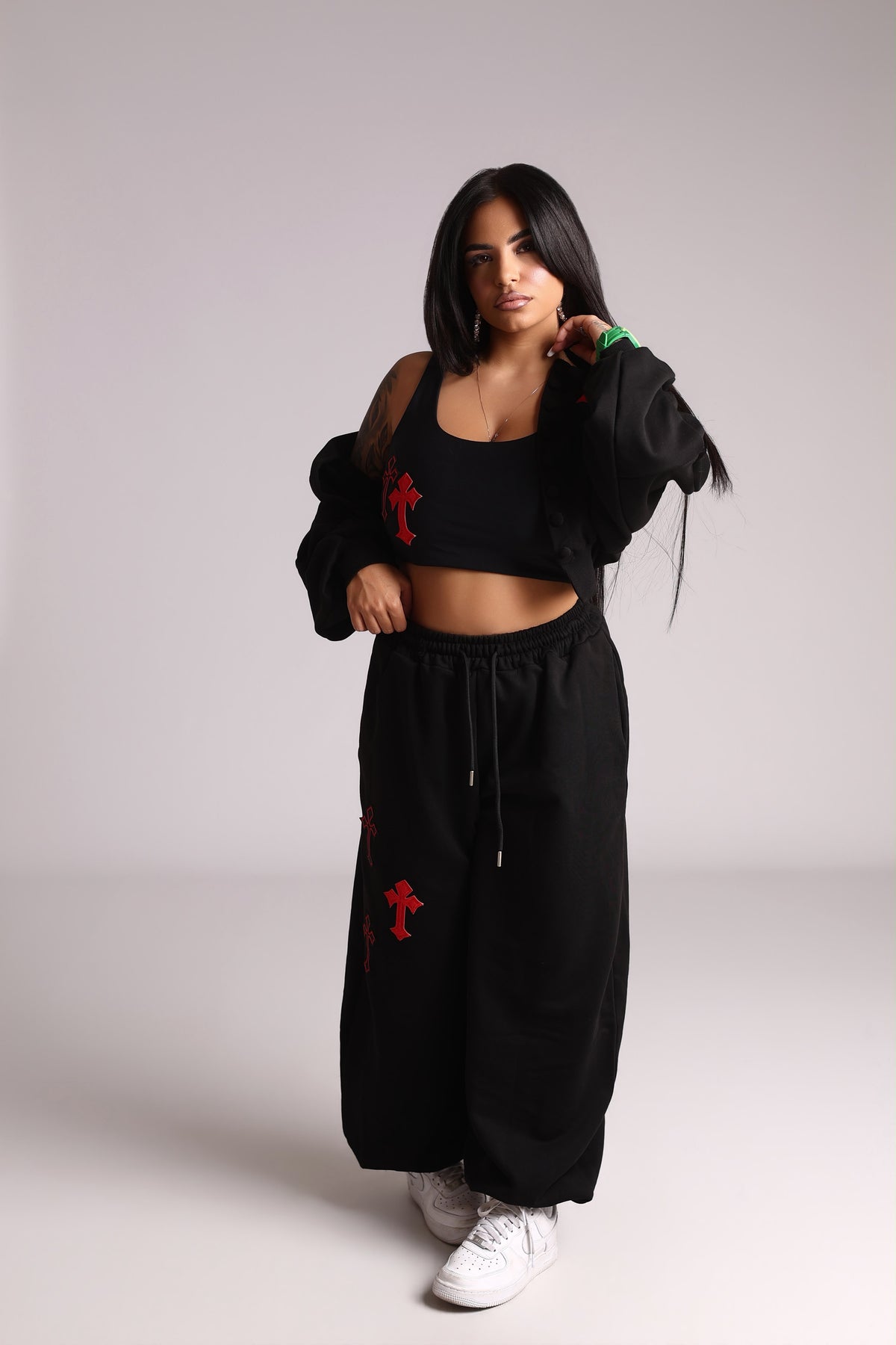 COORDINATO TUTA BLACK&RED - CROSS