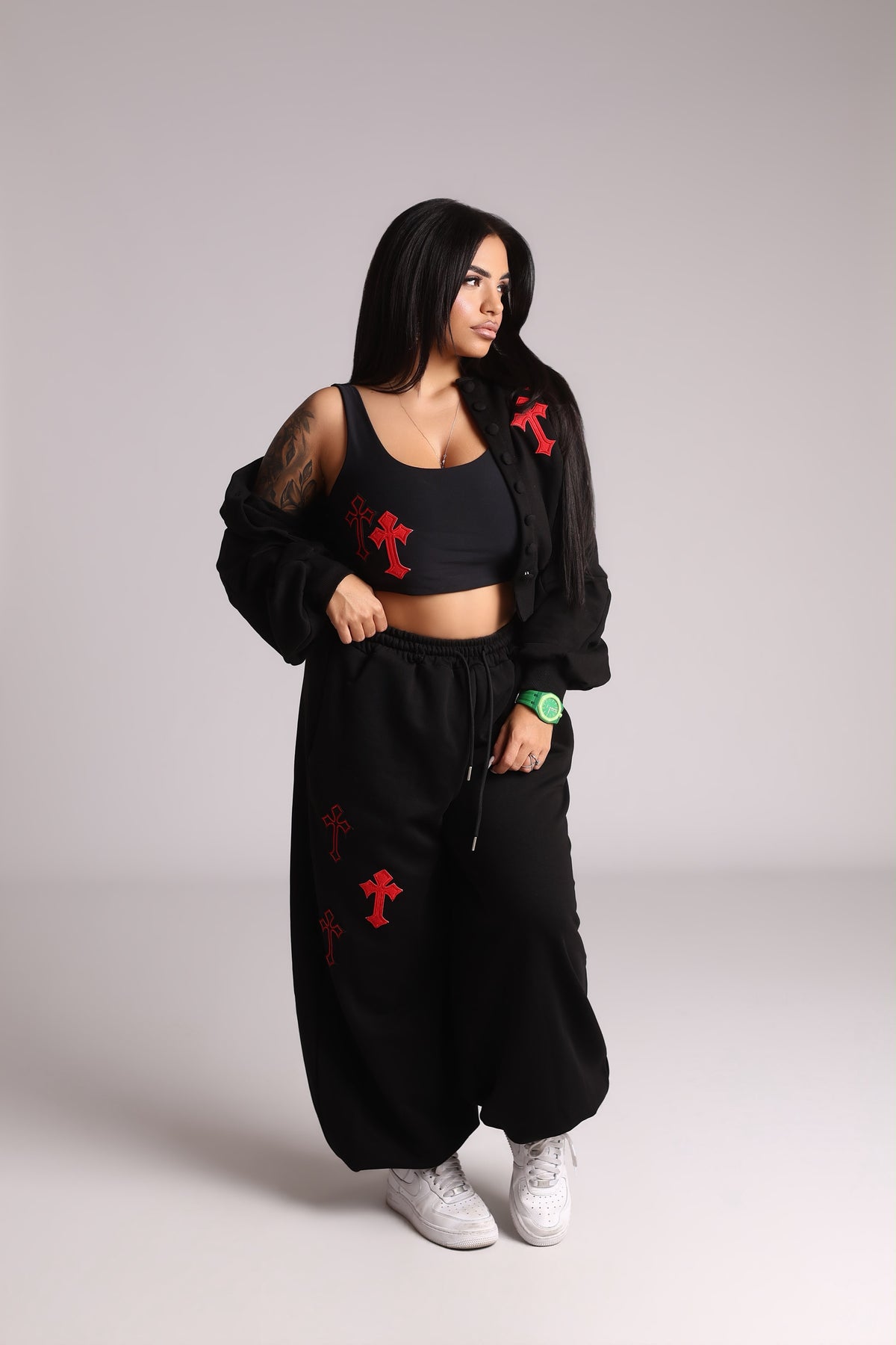 COORDINATO TUTA BLACK&RED - CROSS
